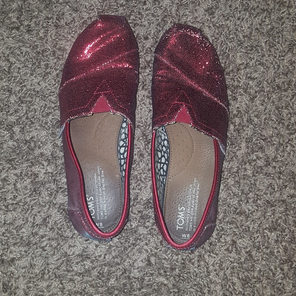 Red Sparkly TOMS